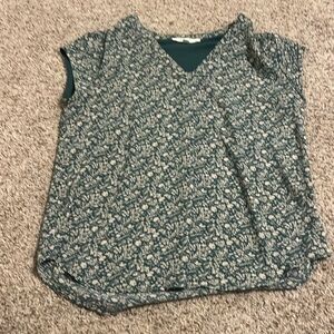 Women’s work top green and cream size small